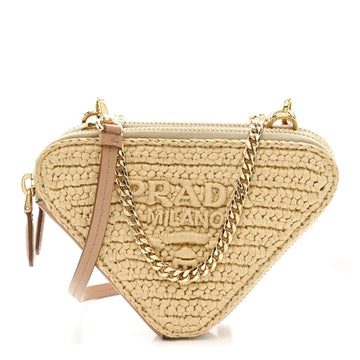 Prada Raffia Calfskin Crochet Logo