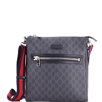 Gucci Web Strap Front Zip Messenger Bag