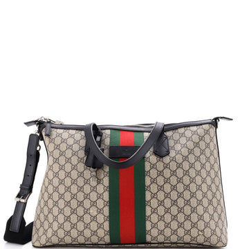 Gucci Web Duffle Bag Gg Coated Canvas
