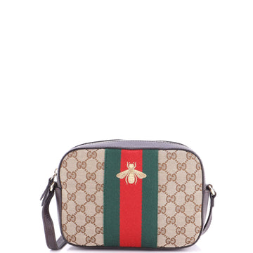 Gucci Bee Web Camera Bag Gg Canvas