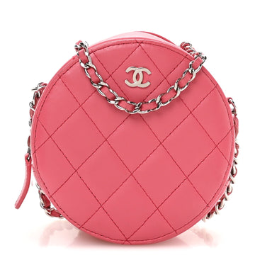 Chanel Lambskin Quilted Round Clutch