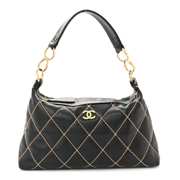 Chanel Calfskin Wild Stitch Hobo Black