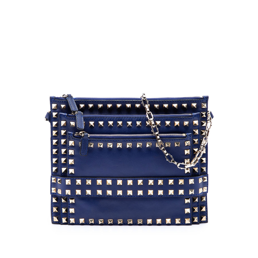 Valentino Leather Rockstud Triple Zip