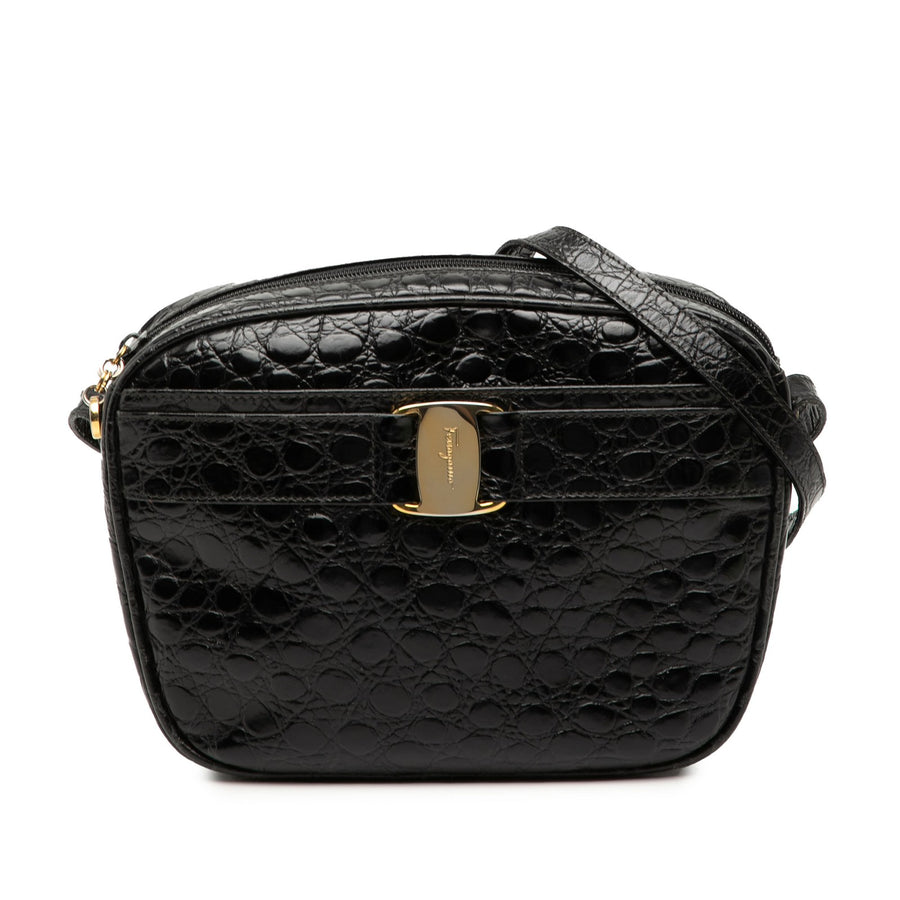 Ferragamo Croc Embossed Leather Vara