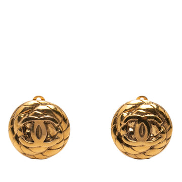 Chanel Cc Gold Plated Quilted Round Clip