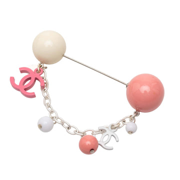 Chanel Silver Plated Resin Cc Charm Pin