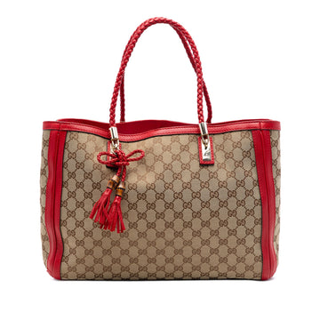 Gucci Gg Canvas Bella Tote Pre-Loved Red