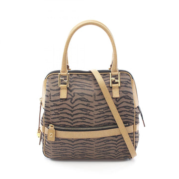 Fendi Zebra 2Way Tote Bag Canvas Leather