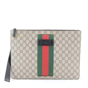 Gucci Web Wristlet Clutch Gg Coated