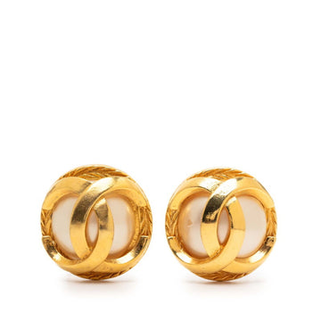 Chanel Cc Logo Round Clip-On Earrings