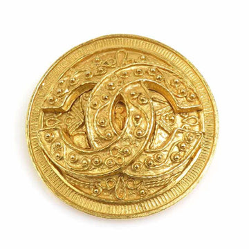 Chanel Cc Logo Brooch Gold-Tone Metal