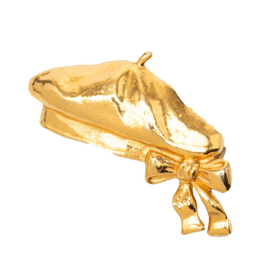 Chanel Vintage Brooch Beret Ribbon Metal