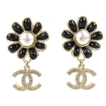 Chanel Cc Logo Flower Earrings Metal