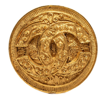 Chanel Cc Logo Round Brooch Metal