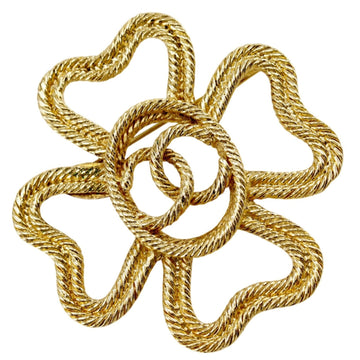 Chanel Cc Logo Clover Brooch Metal