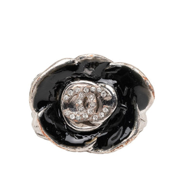 Chanel Cc Logo Flower Ring Silver-Tone