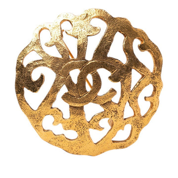 Chanel Cc Logo Round Brooch Metal