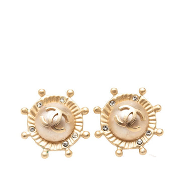 Chanel Cc Logo Earrings Metal Gold-Tone