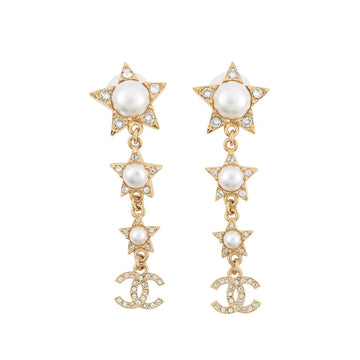 Chanel Cc Logo Star Earrings Metal
