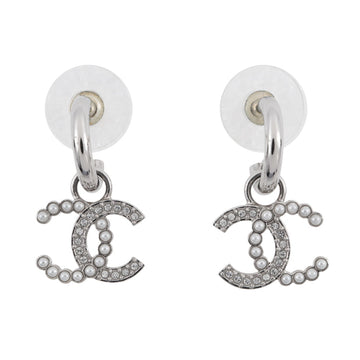 Chanel Cc Logo Earrings Metal Silver-