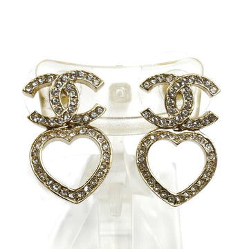 Chanel Cc Logo Heart Earrings Metal