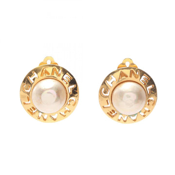 Chanel Vintage Earrings Pearl Gold-Tone