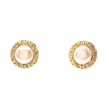 Chanel Earrings Pearl Gold-Tone Metal