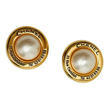 Chanel Earrings Pearl Gold-Tone Metal