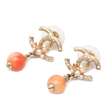 Chanel Cc Logo Stud Earrings Gold-Tone