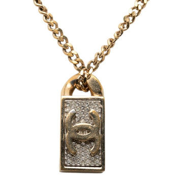 Chanel Cc Logo Pendant Necklace Gold-