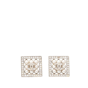 Chanel Cc Logo Stud Earrings Silver-Tone