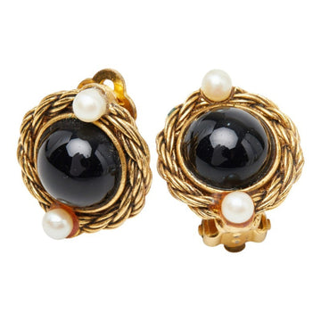 Chanel Earrings Pearl Gold-Tone Metal