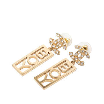 Chanel Cc Logo Stud Earrings Metal Gold-