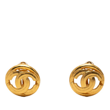 Chanel Cc Logo Round Clip-On Earrings