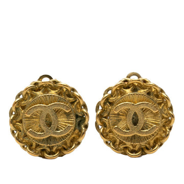 Chanel Cc Logo Round Clip-On Earrings