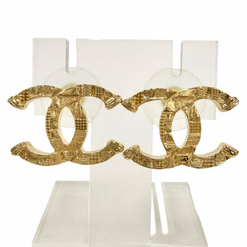 Chanel Cc Logo Earrings Metal Gold-Tone