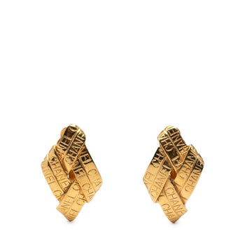 Chanel Earrings Logo Gold-Tone Metal