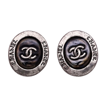 Chanel Cc Logo Oval Clip-On Earrings