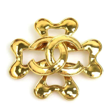 Chanel Cc Logo Brooch Gold-Tone Metal