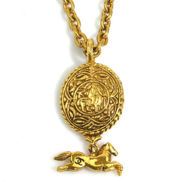 Chanel Cc Logo Pendant Necklace Gold-