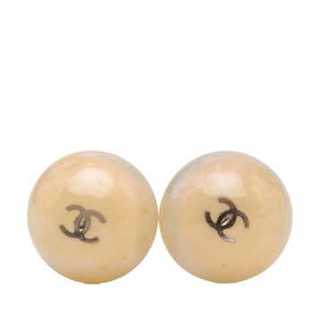 Chanel Cc Logo Round Stud Earrings Metal