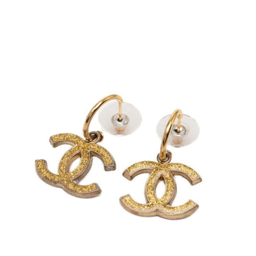 Chanel Cc Logo Earrings Metal Gold-Tone
