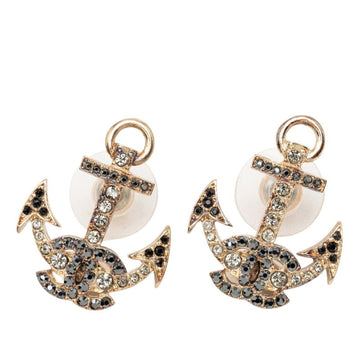 Chanel Cc Logo Stud Earrings Metal Gold-