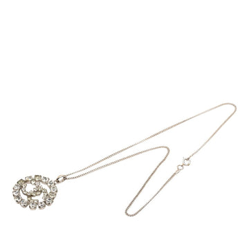 Chanel Cc Logo Pendant Necklace Silver-