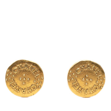 Chanel Vintage Earrings Logo Gold-Tone