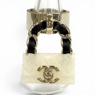 Chanel Ring Metal Turnlock White And