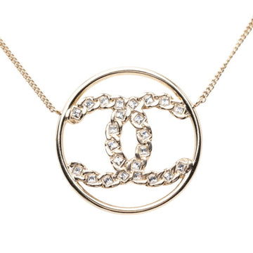 Chanel Cc Logo Round Pendant Necklace
