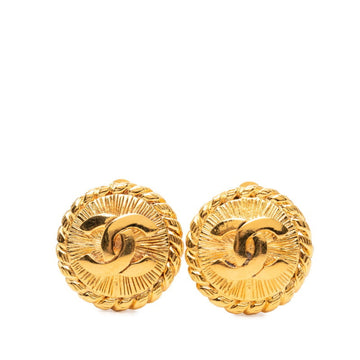 Chanel Cc Logo Round Clip-On Earrings
