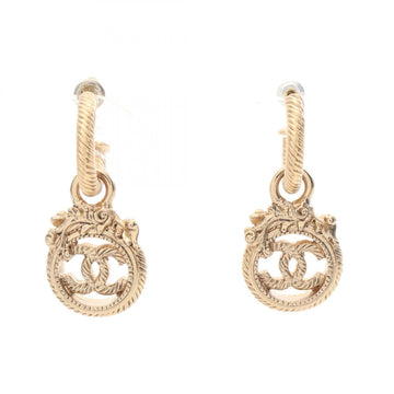 Chanel Cc Logo Hoop Earrings Metal Gold-