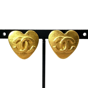 Chanel Cc Logo Heart Earrings Silver-